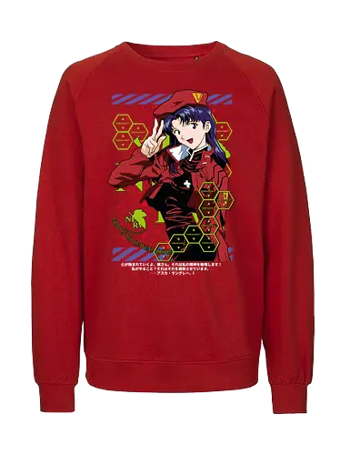 Misato – Guardian of the Pilots - evangelion, misato katsuragi, anime heroine, nerv command, mecha anime, anime art - Fairtrade Sweatshirt