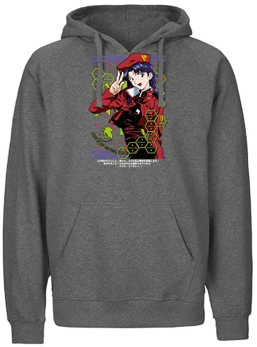 Misato – Guardian of the Pilots - evangelion, misato katsuragi, anime heroine, nerv command, mecha anime, anime art - Fairtrade Hoodie