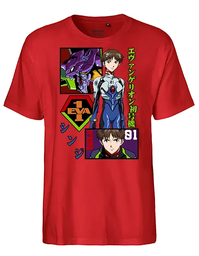 Shinji – The Third Child - evangelion, shinji ikari, anime protagonist, eva unit 01, mecha battle anime, anime illustration - Fairtrade T-Shirt