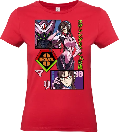 Mari Makinami – Eva Unit 08 Pilot - evangelion, mari makinami, eva unit 08, anime pilot girl, mecha anime, sci fi anime, nerv pilot, anime art - Standard T-Shirt (Frauen)