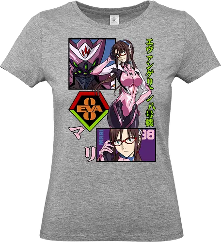 Mari Makinami – Eva Unit 08 Pilot - evangelion, mari makinami, eva unit 08, anime pilot girl, mecha anime, sci fi anime, nerv pilot, anime art - Standard T-Shirt (Frauen)