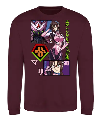 Mari Makinami – Eva Unit 08 Pilot - evangelion, mari makinami, eva unit 08, anime pilot girl, mecha anime, sci fi anime, nerv pilot, anime art - Sweatshirt