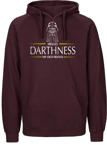 Hello Darthness - drinks, music, simpn and Garfunkel, Villain, kawaii, Space Opera, beer - Fairtrade Hoodie