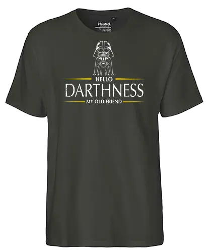 Hello Darthness - drinks, music, simpn and Garfunkel, Villain, kawaii, Space Opera, beer - Fairtrade T-Shirt