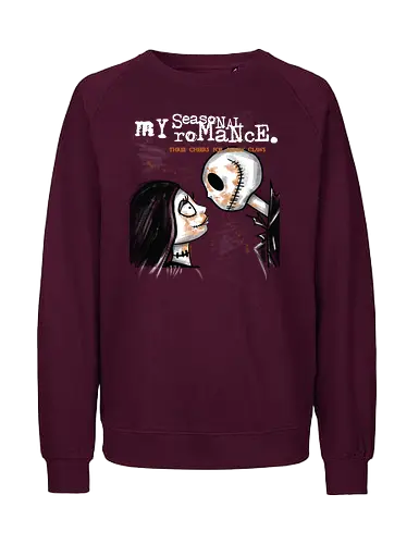 My Seasonal Romance - Jack und Sally Halloween - danny elfman, stop motion, dunkle kunst, my chemical romance, halloween liebe, jack skellington t-shirt, sally albtraum, tim burton, gothic kleidung, Nightmare, teetan, halloween stadt, kürbiskönig, lumpenpuppe, gothic paar - Fairtrade Sweatshirt