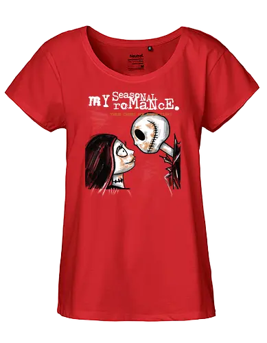 My Seasonal Romance - Jack und Sally Halloween - danny elfman, stop motion, dunkle kunst, my chemical romance, halloween liebe, jack skellington t-shirt, sally albtraum, tim burton, gothic kleidung, Nightmare, teetan, halloween stadt, kürbiskönig, lumpenpuppe, gothic paar - Fairtrade Girl Shirt