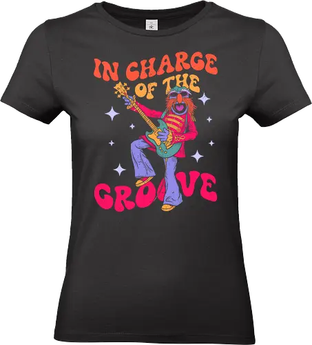 Groove Boss - music, 70s, 80s, bass, childhood, funk, funky, funny, groove, guitar, jam, musician, nostalgia, puppet, retro - Standard T-Shirt (Frauen)
