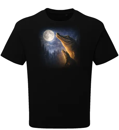Mystischer Mond Alligator Heult im Fantasie-Nacht Sumpf