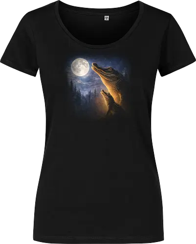 Mystischer Mond Alligator Heult im Fantasie-Nacht Sumpf