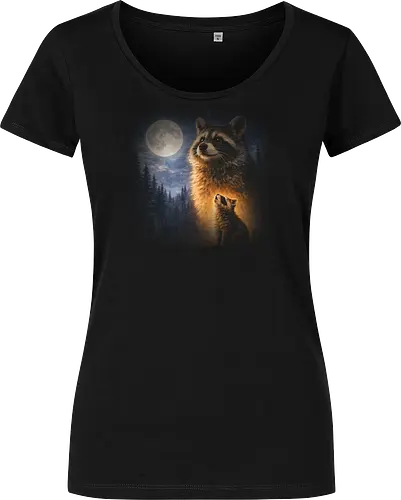 Mystischer Mond Waschbär Heult im Fantasie-Nachtwald
