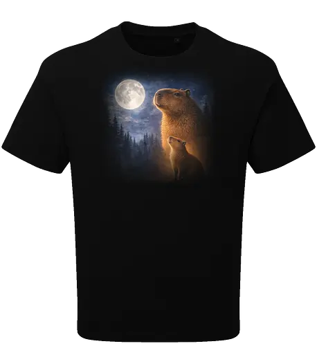 Mystischer Mond Capybara Fantasie Nacht Wildlife Kunst