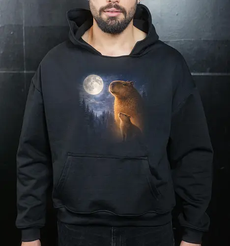 Mystischer Mond Capybara Fantasie Nacht Wildlife Kunst