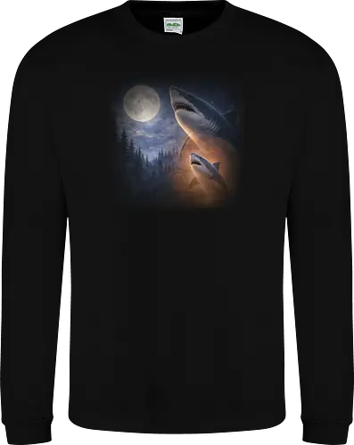 Mystischer Mond Hai Fantasie Ozean Nacht Szene