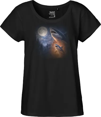 Mystischer Mond Hai Fantasie Ozean Nacht Szene