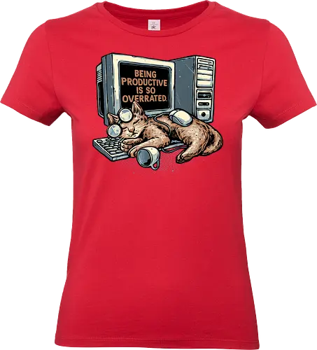 Overrated Productivity - Work, office, animal, cat, cats, productive, productivity, humor, funny, computer, sleep - Standard T-Shirt (Frauen)
