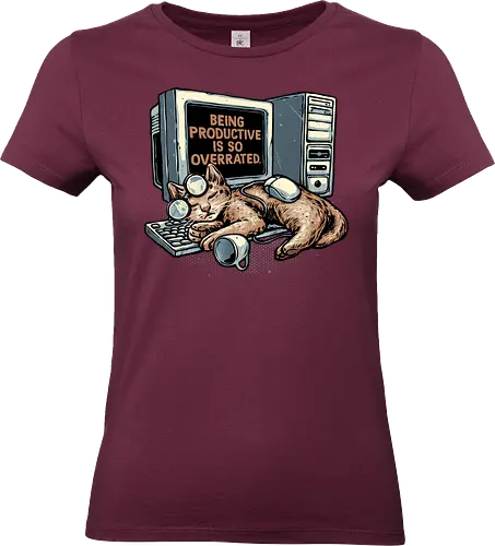 Overrated Productivity - Work, office, animal, cat, cats, productive, productivity, humor, funny, computer, sleep - Standard T-Shirt (Frauen)