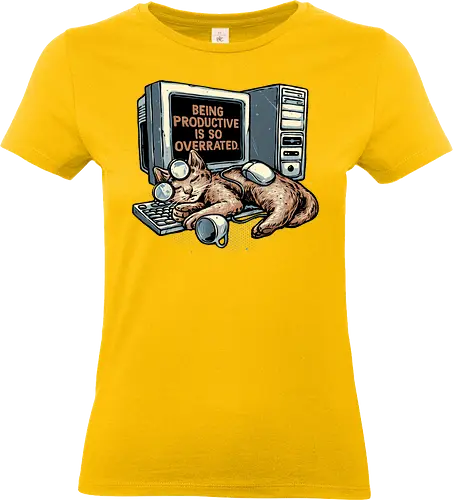Overrated Productivity - Work, office, animal, cat, cats, productive, productivity, humor, funny, computer, sleep - Standard T-Shirt (Frauen)