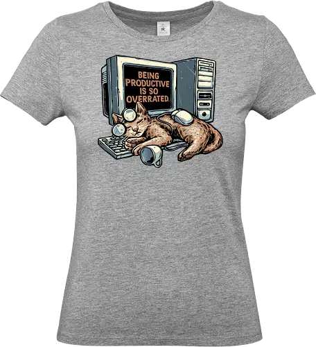 Overrated Productivity - Work, office, animal, cat, cats, productive, productivity, humor, funny, computer, sleep - Standard T-Shirt (Frauen)