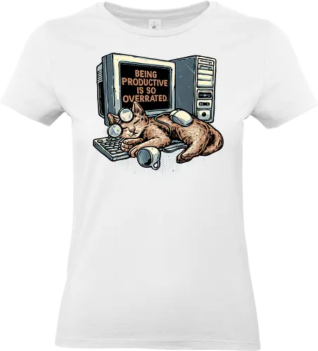 Overrated Productivity - Work, office, animal, cat, cats, productive, productivity, humor, funny, computer, sleep - Standard T-Shirt (Frauen)