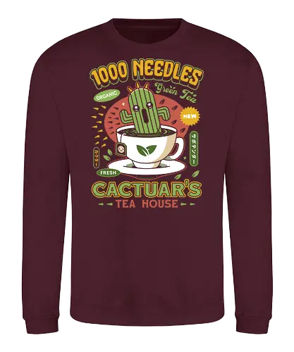 Cactus Green Tea Emblem - cup of tea, fantasy, Cactus, cactilio, Kupo, gaming, gamer, video game, Kweh, tonberry, tomberi, Cloud, tea - Sweatshirt