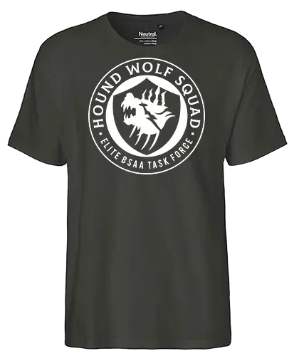 Hound Wolf Squad Crest - Horror, jill valentine, leon s kennedy, umbrella corporation, raccoon city, victor gideon, re9, hound wolf, evil requiem, evil 9, evil 2, evil 3 nemesis, evil 4, albert wesker, chris redfield, grace ashcroft - Fairtrade T-Shirt