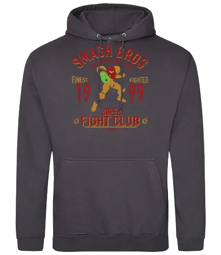 Super Fight Club - Bounty Hunter Aran Bounty Hunter Fighter - metroid t-shirt, planet zebes, teetan, super smash bros, power anzug, kopfgeldjäger, fight club, vintage kunst, samus aran kämpfer, smash bros, samus main, weibliche protagonistin - Standard Hoodie