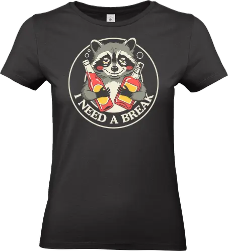 I Need a Break - trashed panda, trashe panda, raccoon, chill, relax, break, funny, humor, meme, lazy, lifestyle, unwind, funnyshirt, relatable, tired, weekend, drink, party, stress, burnout, sarcastic, cute, animal, nightlife, vibe, mood, aesthetic, cartoon, illustration, retro, cool, carefree - Standard T-Shirt (Frauen)