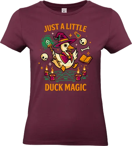A Little Duck Magic - Quirky Dark Wizard - duck, cursed, witchcraft, dark art, wizard, gothic, skulls, funny, humor, animal pun, quirky, witchy, spooky cute, magical - Standard T-Shirt (Frauen)