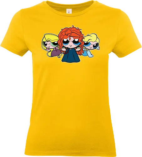 Powerpuff Prinzessinnen - PPG  Mashup - powerpuff girls t-shirt, prinzessin macht, cartoon kleidung, powerpuff girls, teetan, townsville helden, professor utonium, frauen empowerment, merida rapunzel, mashup kunst, girl power, ppg, prinzessin, powerpuff prinzessinnen, weibliche helden - Standard T-Shirt (Frauen)