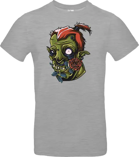 Zombie Skull with Rose – Dark Gothic Punk Horror Tattoo Style Art