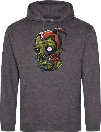 Zombie Skull with Rose – Dark Gothic Punk Horror Tattoo Style Art