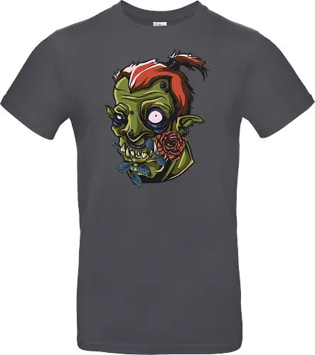 Zombie Skull with Rose – Dark Gothic Punk Horror Tattoo Style Art