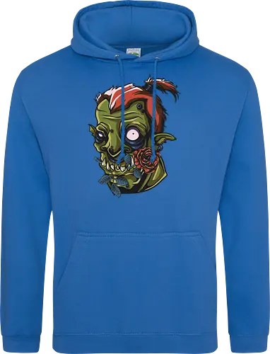 Zombie Skull with Rose – Dark Gothic Punk Horror Tattoo Style Art