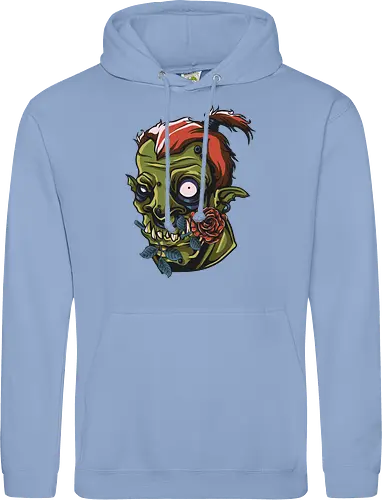 Zombie Skull with Rose – Dark Gothic Punk Horror Tattoo Style Art