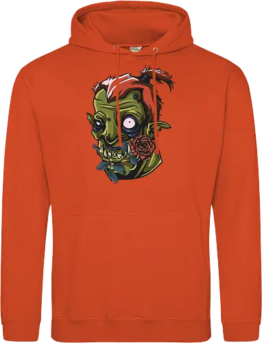 Zombie Skull with Rose – Dark Gothic Punk Horror Tattoo Style Art