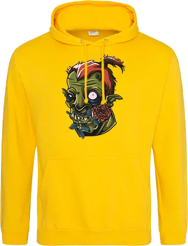 Zombie Skull with Rose – Dark Gothic Punk Horror Tattoo Style Art