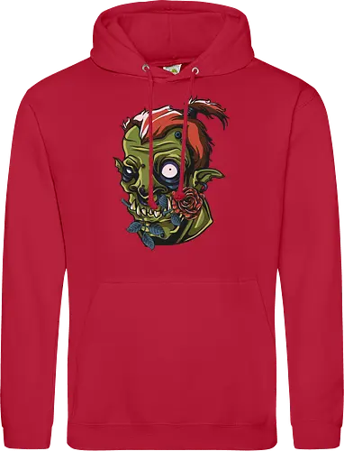 Zombie Skull with Rose – Dark Gothic Punk Horror Tattoo Style Art