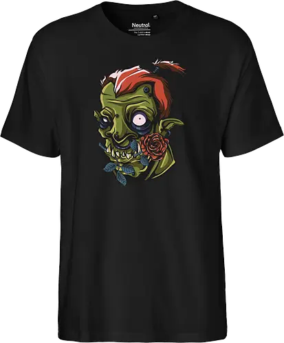 Zombie Skull with Rose – Dark Gothic Punk Horror Tattoo Style Art