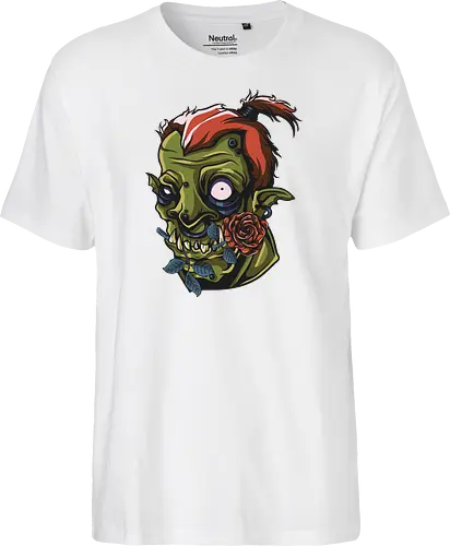 Zombie Skull with Rose – Dark Gothic Punk Horror Tattoo Style Art