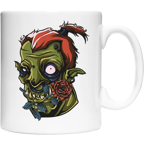 Zombie Skull with Rose – Dark Gothic Punk Horror Tattoo Style Art