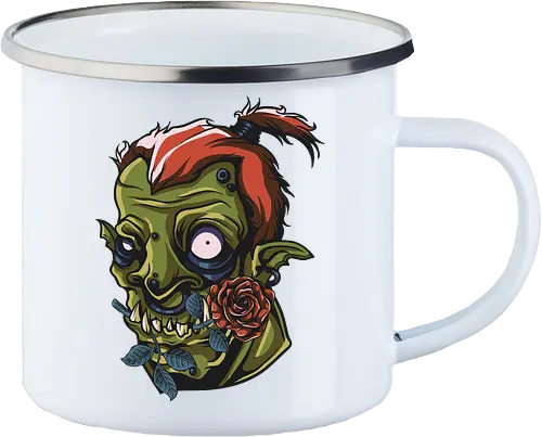 Zombie Skull with Rose – Dark Gothic Punk Horror Tattoo Style Art