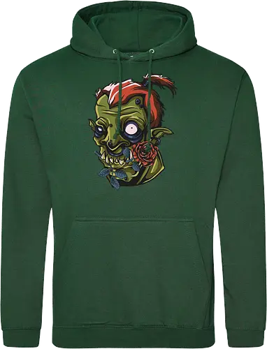 Zombie Skull with Rose – Dark Gothic Punk Horror Tattoo Style Art