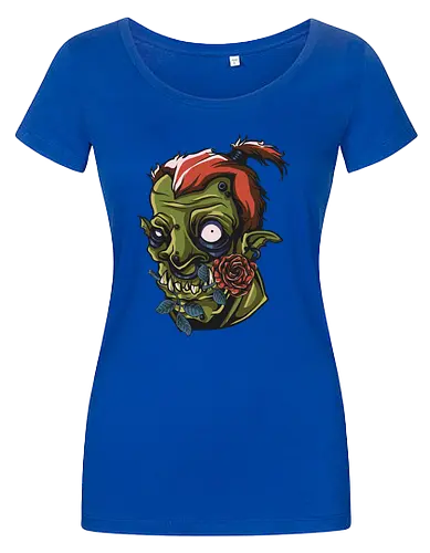 Zombie Skull with Rose – Dark Gothic Punk Horror Tattoo Style Art