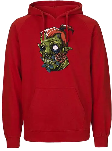 Zombie Skull with Rose – Dark Gothic Punk Horror Tattoo Style Art - undead art, spooky design, halloween shirt, edgy graphic, macabre art, alternative style, horror illustration, skull tattoo style, punk rock design, zombie skull, skull art, horror design, gothic style, punk aesthetic, tattoo art, creepy skull, dark art, horror streetwear, gothic fashion, skull with rose - Fairtrade Hoodie