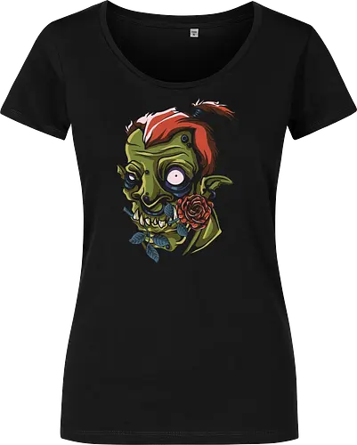 Zombie Skull with Rose – Dark Gothic Punk Horror Tattoo Style Art