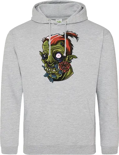 Zombie Skull with Rose – Dark Gothic Punk Horror Tattoo Style Art