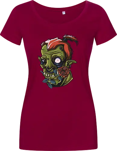 Zombie Skull with Rose – Dark Gothic Punk Horror Tattoo Style Art