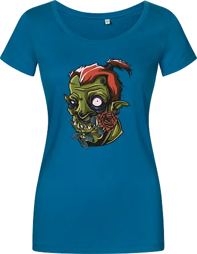 Zombie Skull with Rose – Dark Gothic Punk Horror Tattoo Style Art