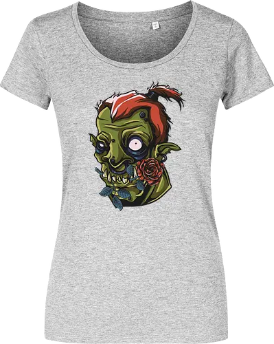 Zombie Skull with Rose – Dark Gothic Punk Horror Tattoo Style Art