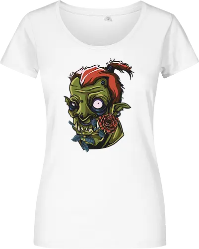 Zombie Skull with Rose – Dark Gothic Punk Horror Tattoo Style Art
